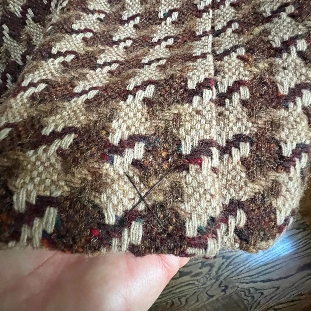 Marvin Richards VTG NEW Houndstooth Wool Coat with Fox Fur Collar Size 10 - Picture 9 of 14